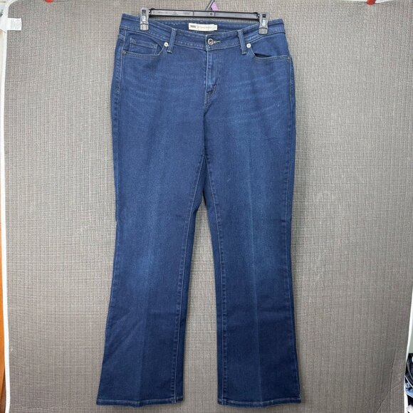 Levis 529 Curvy Bootcut Jeans Size 16 Dark Blue Denim Women's Casual Stretchy - Picture 1 of 12